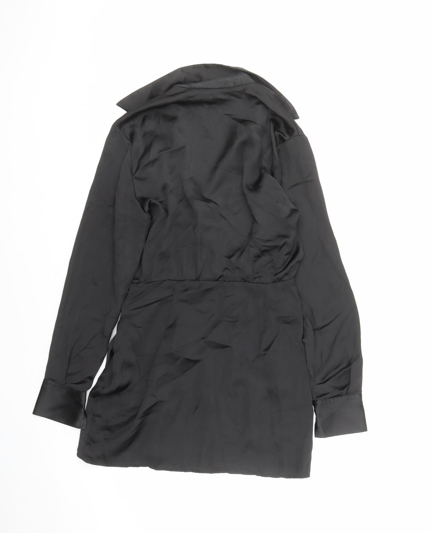 Zara Womens Black Polyester A-Line Size S Collared Zip