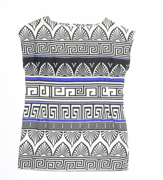 Dorothy Perkins Womens Multicoloured Geometric Polyester Basic Blouse Size 16 Boat Neck