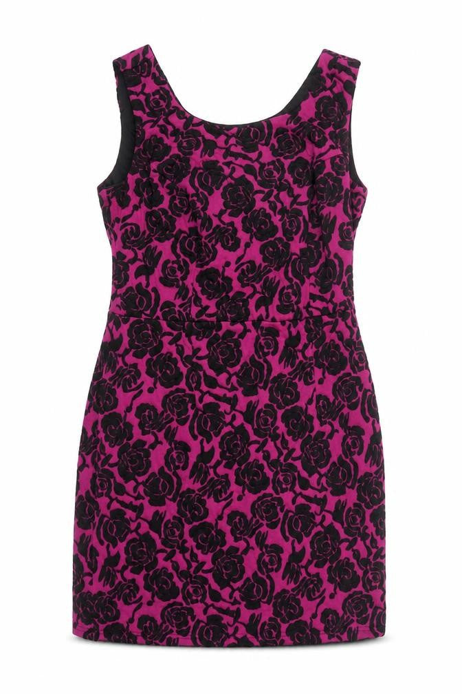 Pepperberry Womens Purple Floral Polyester Shift Size 14 Round Neck Zip
