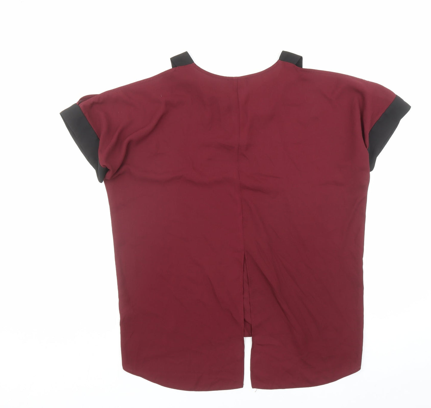River Island Womens Red Polyester Basic Blouse Size 14 V-Neck - Cold Shoulder