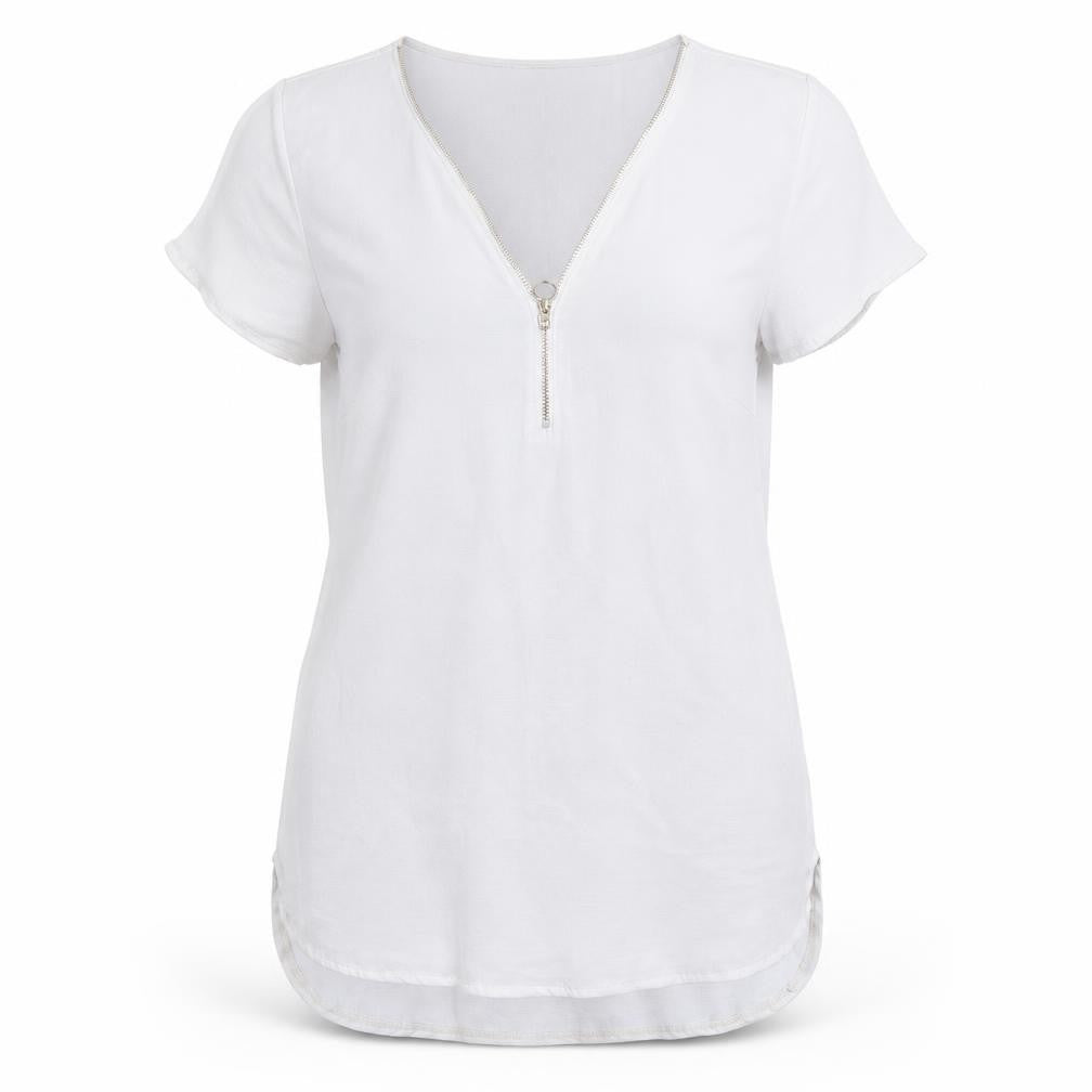 New Look Womens Grey Polyester Basic Blouse Size 12 V-Neck