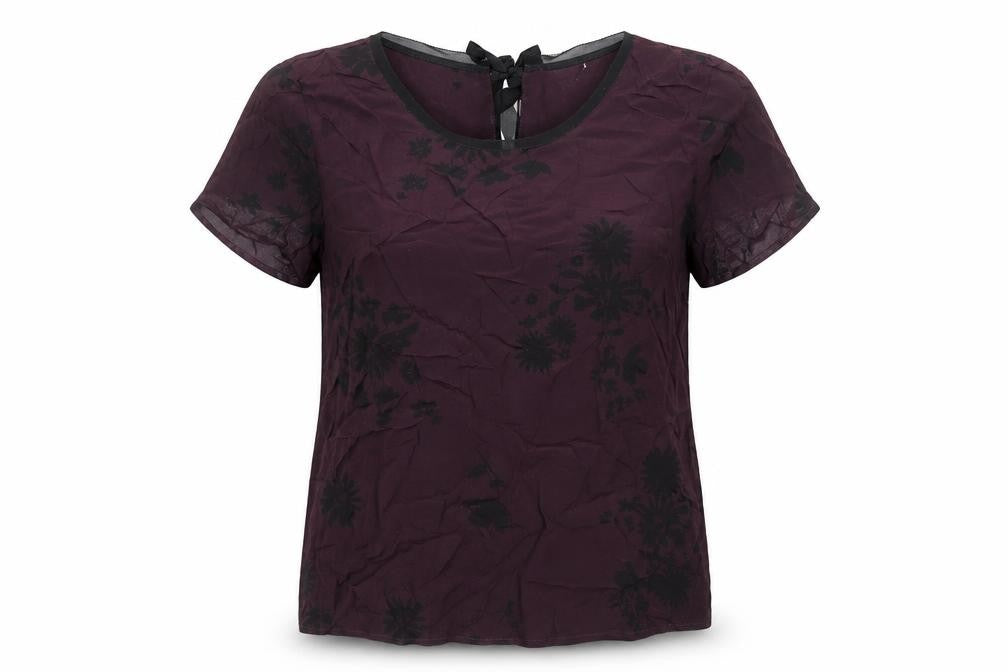 RJR.John Rocha Womens Purple Floral Viscose Basic Blouse Size 12 Round Neck