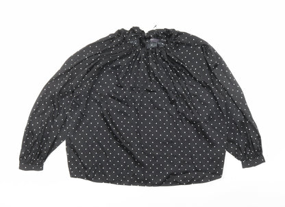Marks & Spencer Womens Black Geometric Polyester Basic Blouse Size 12 Round Neck