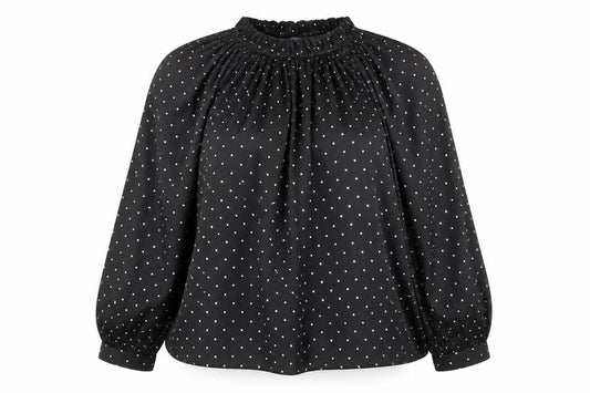 Marks and Spencer Womens Black Geometric Polyester Basic Blouse Size 12 Round Neck