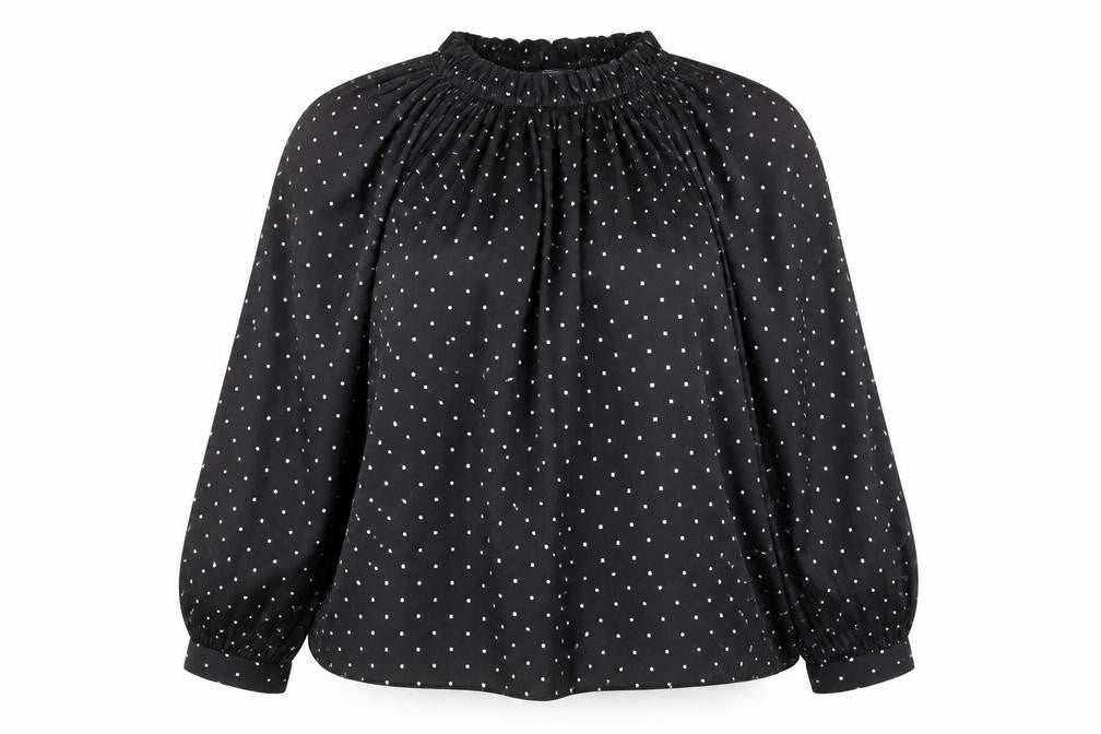 Marks & Spencer Womens Black Geometric Polyester Basic Blouse Size 12 Round Neck