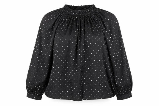 Marks and Spencer Womens Black Geometric Polyester Basic Blouse Size 12 Round Neck