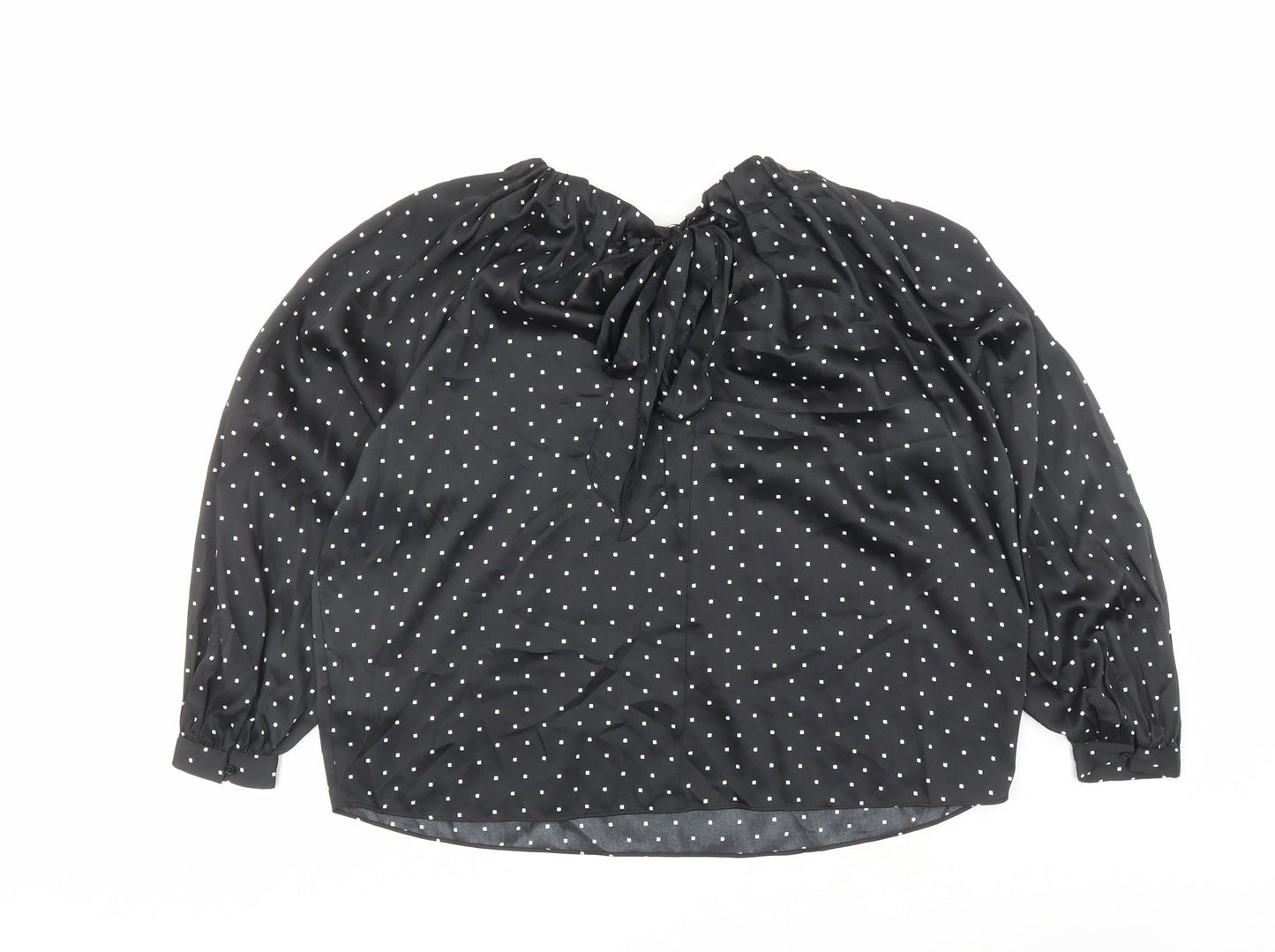 Marks and Spencer Womens Black Geometric Polyester Basic Blouse Size 12 Round Neck
