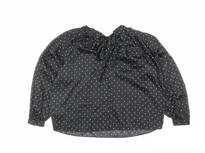 Marks & Spencer Womens Black Geometric Polyester Basic Blouse Size 12 Round Neck