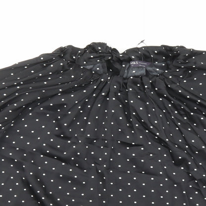 Marks & Spencer Womens Black Geometric Polyester Basic Blouse Size 12 Round Neck
