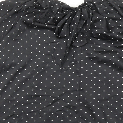 Marks & Spencer Womens Black Geometric Polyester Basic Blouse Size 12 Round Neck