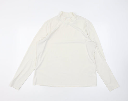 H&M Womens Ivory Polyester Jersey T-Shirt Size XL Mock Neck