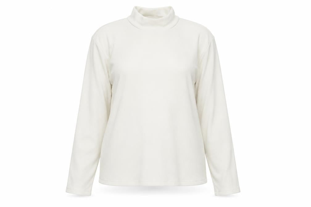 H&M Womens Ivory Polyester Jersey T-Shirt Size XL Mock Neck