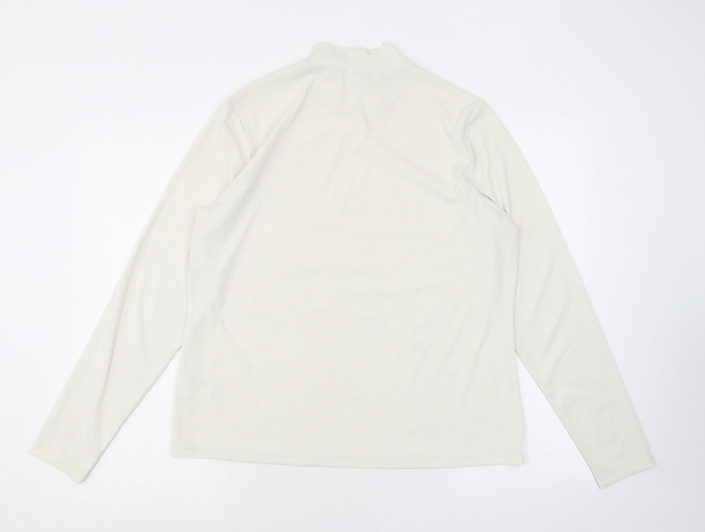 H&M Womens Ivory Polyester Jersey T-Shirt Size XL Mock Neck