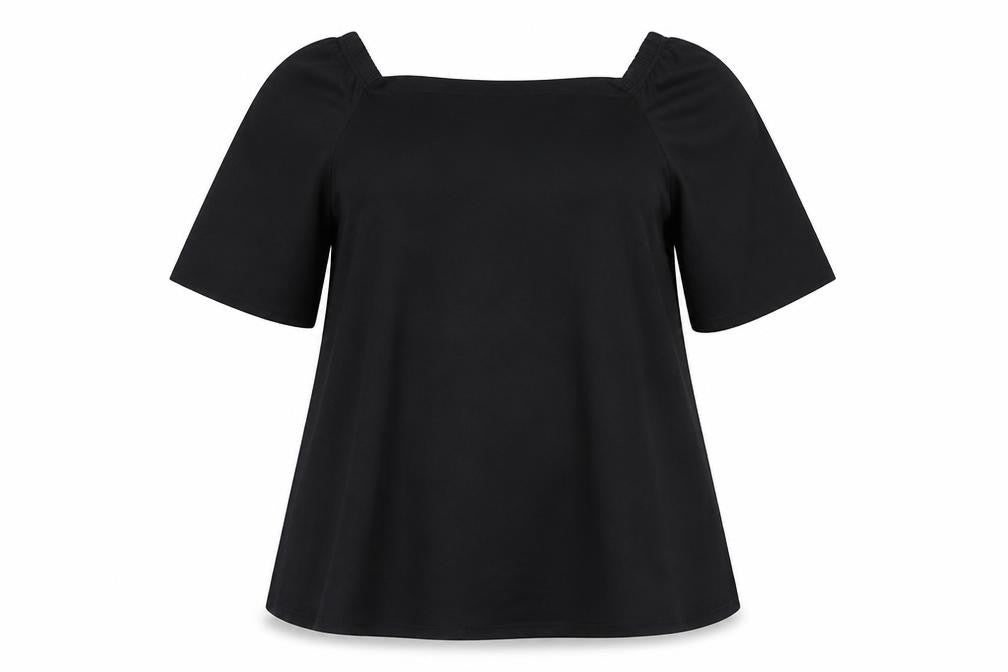 Boohoo Womens Black Polyester Basic Blouse Size 8 Off the Shoulder