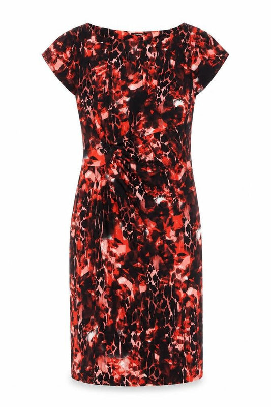 Roman Womens Red Animal Print Viscose Sheath Size 12 Round Neck Pullover