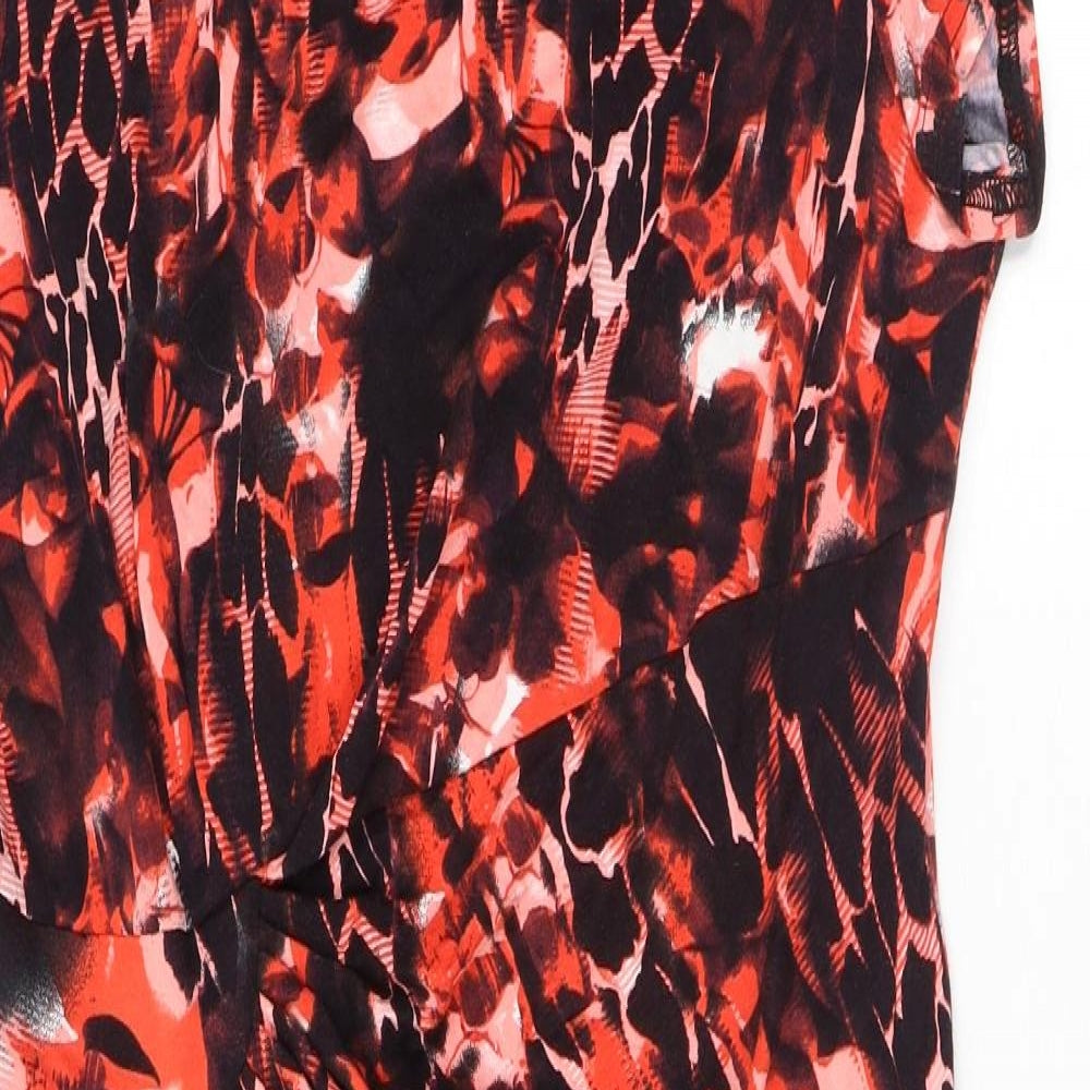 Roman Womens Red Animal Print Viscose Sheath Size 12 Round Neck Pullover