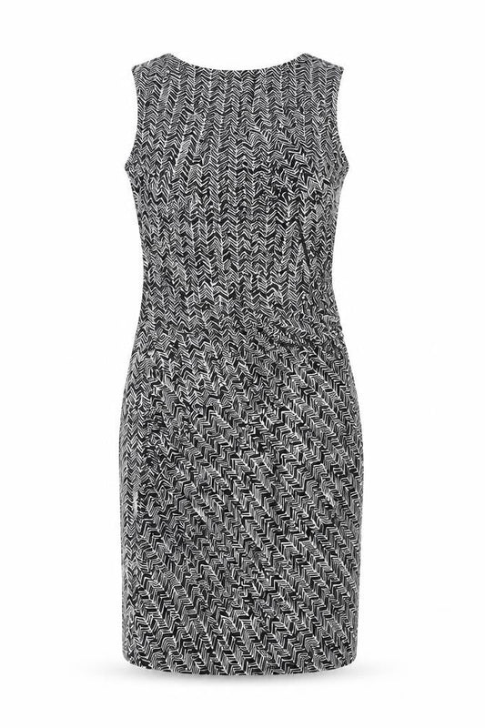 Mango Womens Black Geometric Polyester Shift Size S Scoop Neck Pullover