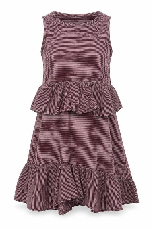 Zara Womens Pink Striped Cotton A-Line Size S Round Neck - Ruffle