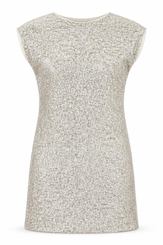 Warehouse Womens Pink Polyester T-Shirt Dress Size 8 Boat Neck Pullover - Sequins