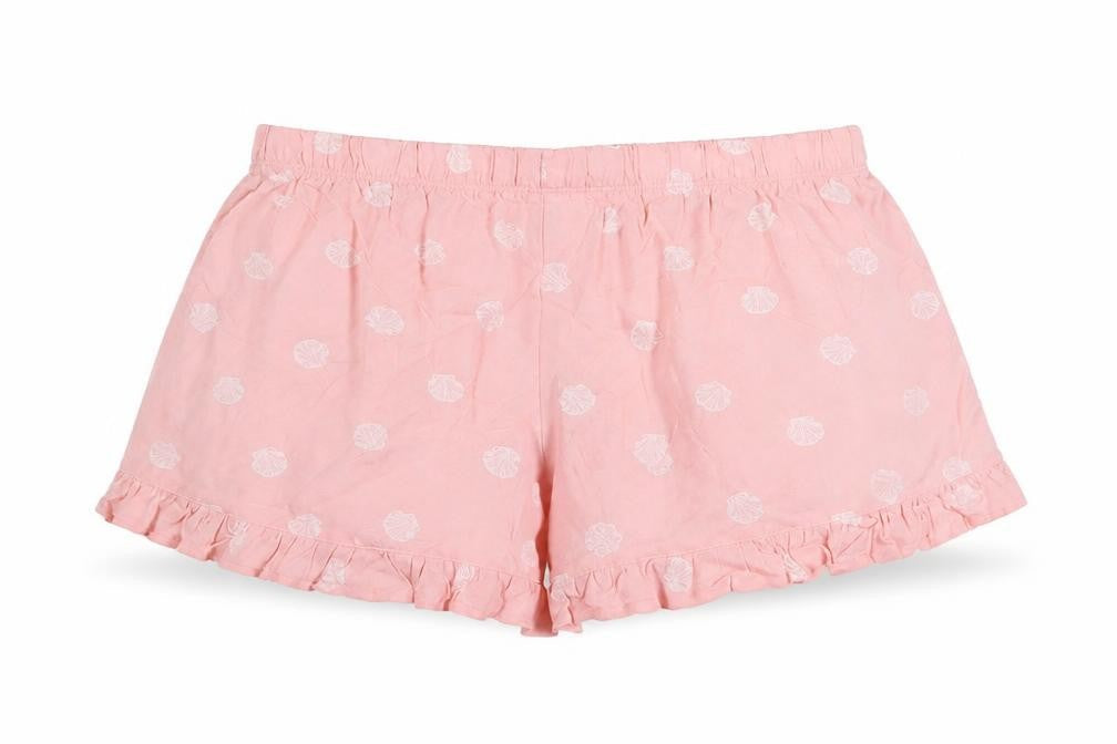 Marks & Spencer Womens Pink Geometric Viscose Basic Shorts Size 6 L3 in Regular Pull On - Seashells Print
