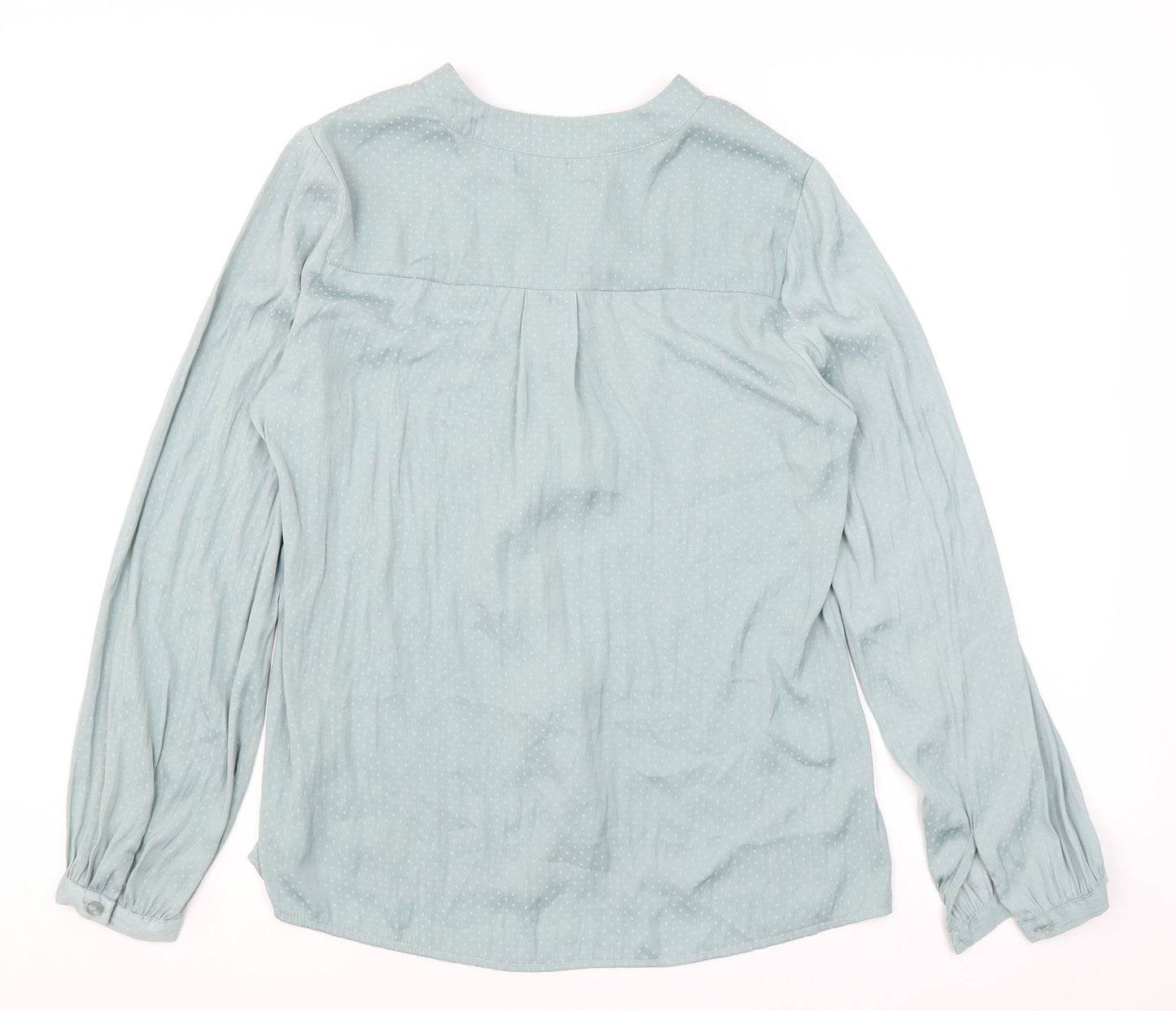 Monsoon Womens Blue Polka Dot Polyester Basic Blouse Size 10 V-Neck - Ruffle