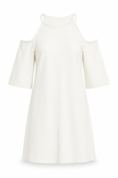 New Look Womens White Polyester Mini Size 8 Halter Pullover - Cold Shoulder