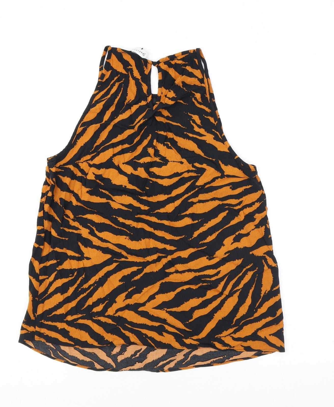 Warehouse Womens Brown Animal Print Polyester Camisole Blouse Size 14 Halter - Tiger Print