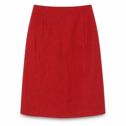 AMARANTO Womens Red Polyester A-Line Skirt Size 14 Zip - Pockets