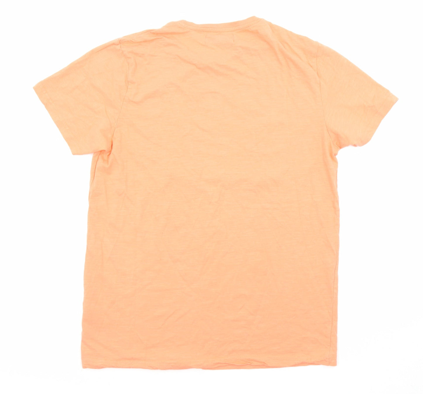 ACW85 Mens Orange Cotton T-Shirt Size M Round Neck - Beach Life, Palm Trees
