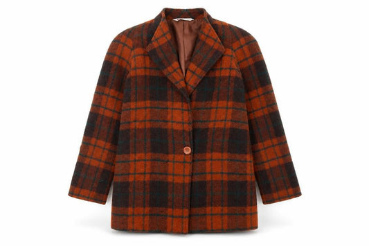 Yves Daincourt Womens Multicoloured Plaid Overcoat Coat Size 10 Button