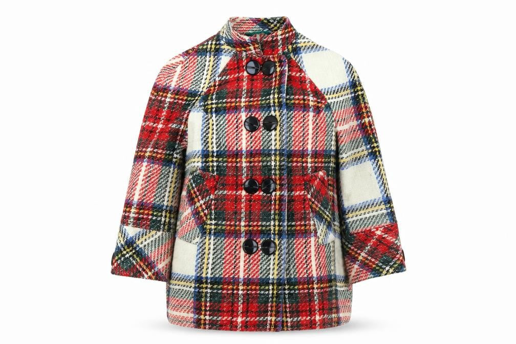 River Island Womens Multicoloured Plaid Overcoat Coat Size 6 Button