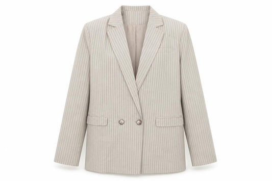 Boohoo Womens Beige Striped Polyester Jacket Suit Jacket Size 10