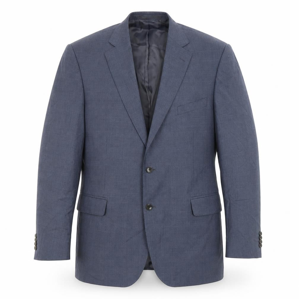 Marks & Spencer Mens Blue Plaid Wool Jacket Suit Jacket Size 44 Regular