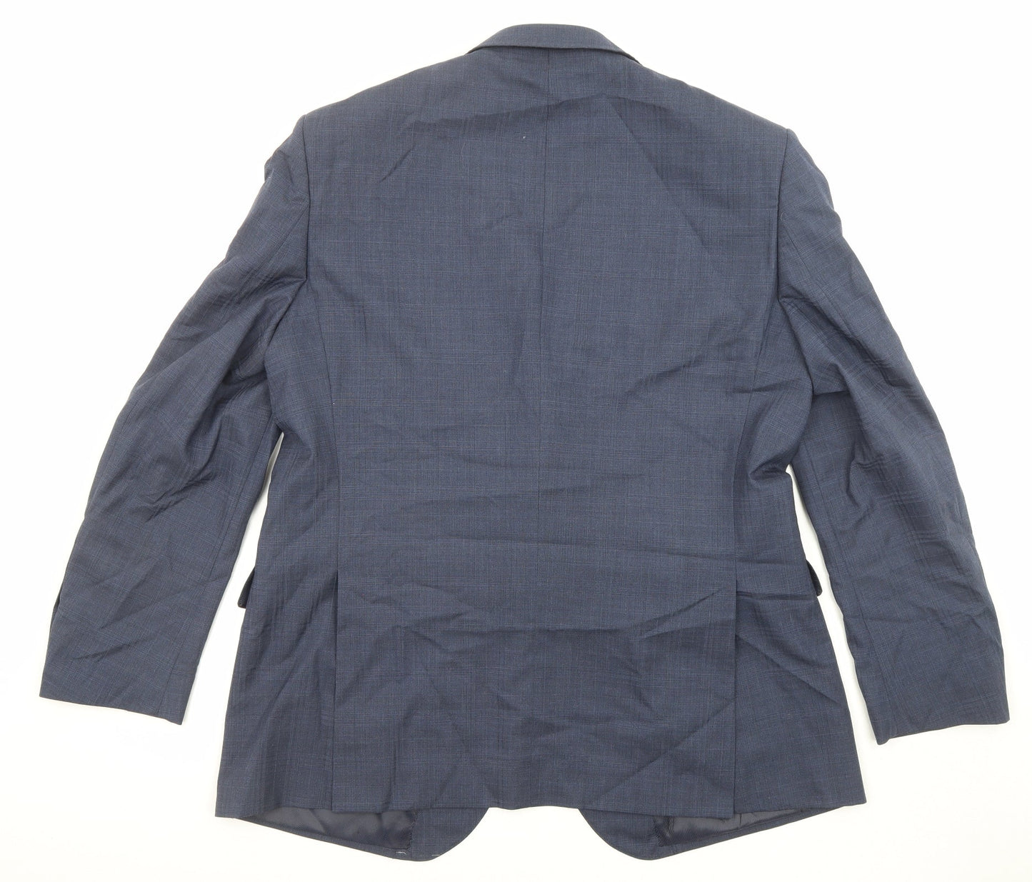 Marks and Spencer Mens Blue Plaid Wool Jacket Suit Jacket Size 44 Regular