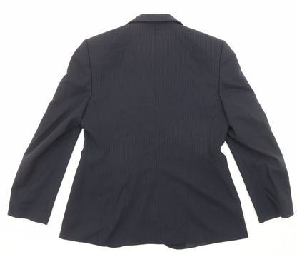 Next Womens Black Striped Wool Jacket Blazer Size 12