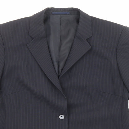 Next Womens Black Striped Wool Jacket Blazer Size 12