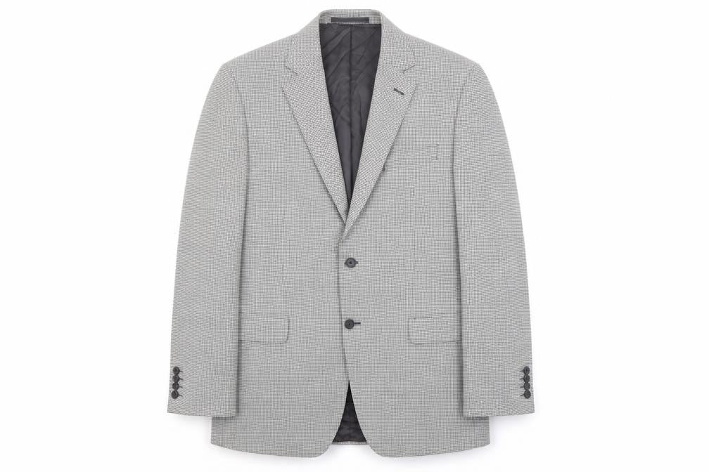 Marks & Spencer Mens Black Geometric Wool Jacket Suit Jacket Size 42 Regular