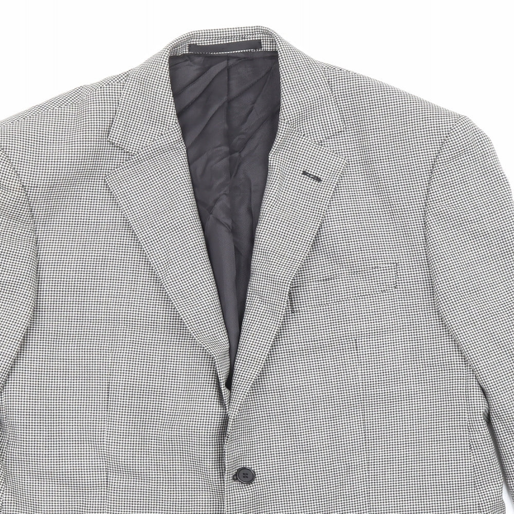 Marks and Spencer Mens Black Geometric Wool Jacket Suit Jacket Size 42 Regular