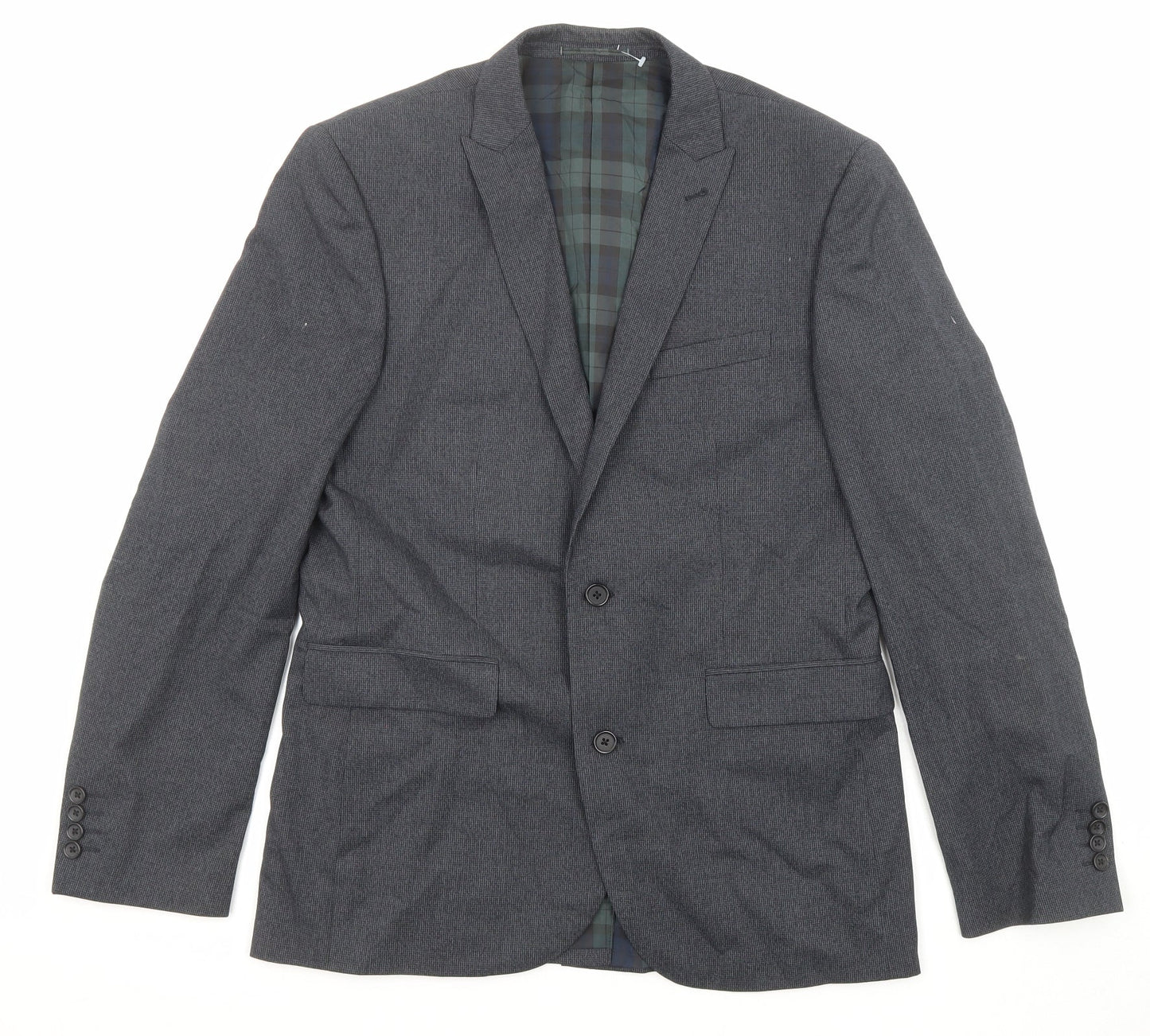 NEXT Mens Grey Check Polyester Jacket Suit Jacket Size 40 Regular