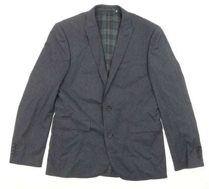 Next Mens Grey Check Polyester Jacket Suit Jacket Size 40 Regular