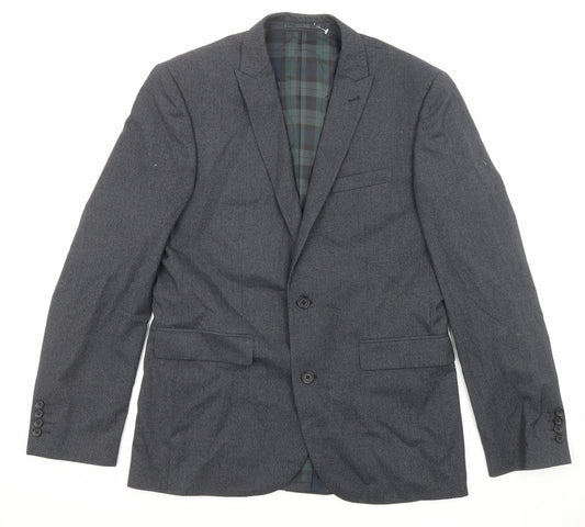 NEXT Mens Grey Check Polyester Jacket Suit Jacket Size 40 Regular