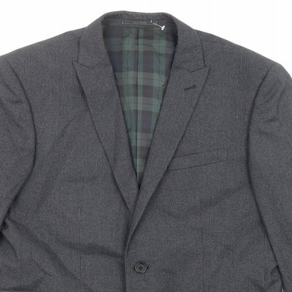 Next Mens Grey Check Polyester Jacket Suit Jacket Size 40 Regular