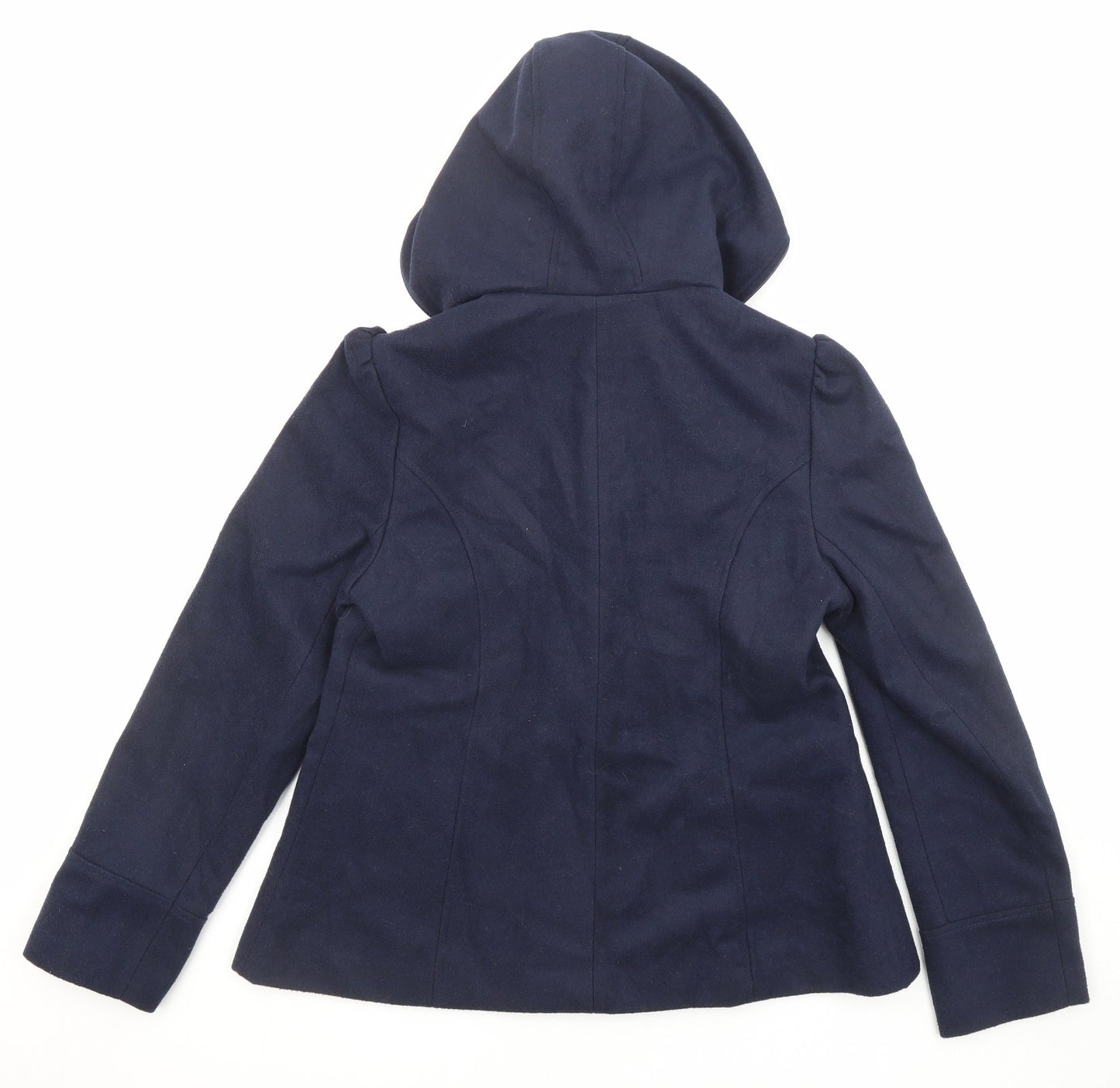 New Look Womens Blue Overcoat Coat Size 14 Button