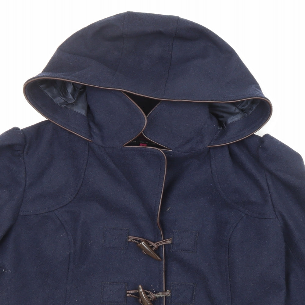 New Look Womens Blue Overcoat Coat Size 14 Button