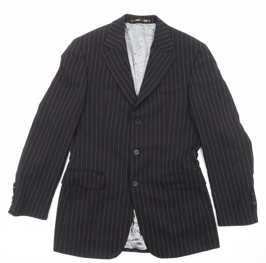 River Island Mens Black Striped Polyester Jacket Suit Jacket Size 36 Regular