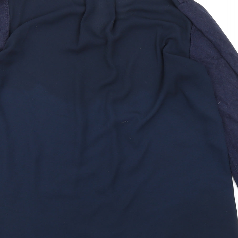 Marks and Spencer Womens Blue Viscose Jersey T-Shirt Size 16 V-Neck - Shear back