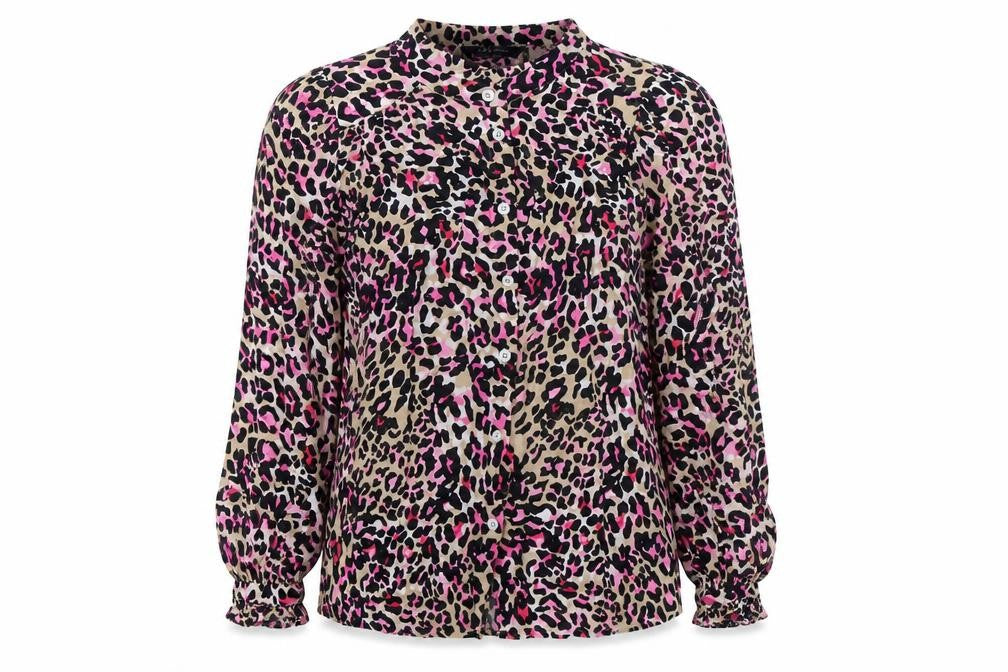 Marks & Spencer Womens Black Animal Print Viscose Basic Button-Up Size 10 Round Neck - Leopard Print Oversized