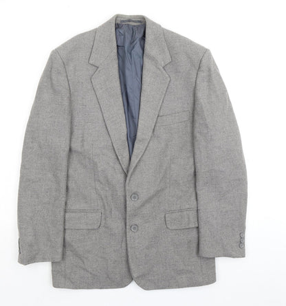 Essentials Mens Grey Wool 2 Piece Suit Jacket Size 38 Regular
