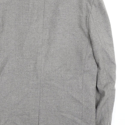 Essentials Mens Grey Wool 2 Piece Suit Jacket Size 38 Regular
