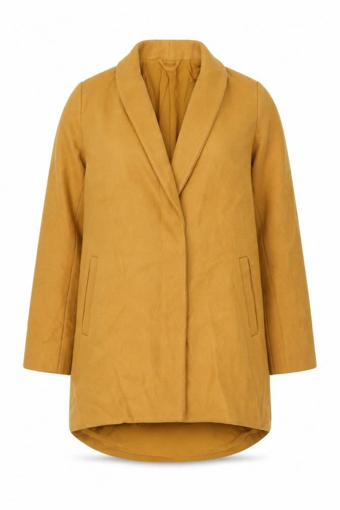VILA Womens Yellow Overcoat Coat Size 8 Snap